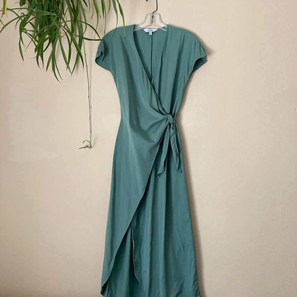 & Other Stories Green Wrap Midi Dress